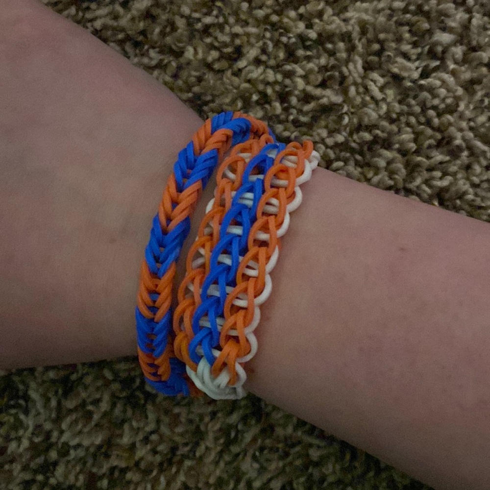 Detailed orange and blue bracelets